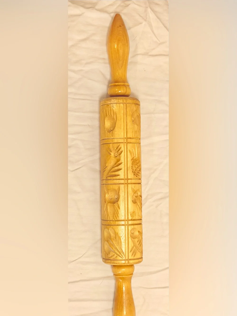 Hand-Carved Wooden Decorative Panel - Honey Pine